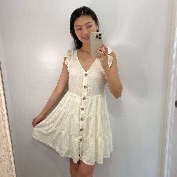 Cream Ruffle Dress - Picture 3 of 4